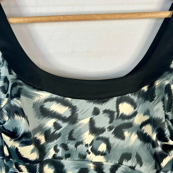 Donna Ricco New York Animal Print Fitted Midi Dress Sleeveless Black Gray Sz 4 - Picture 5 of 13